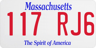 MA license plate 117RJ6