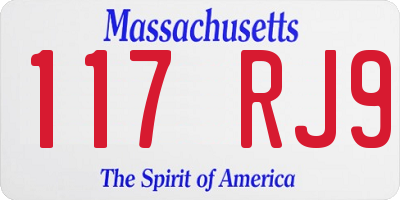 MA license plate 117RJ9