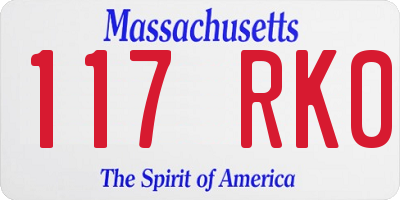 MA license plate 117RK0