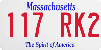 MA license plate 117RK2