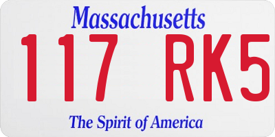 MA license plate 117RK5