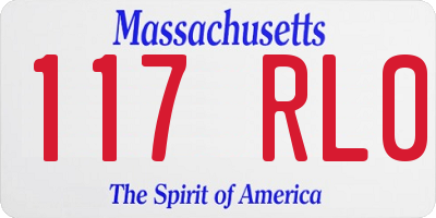 MA license plate 117RL0