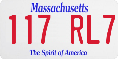 MA license plate 117RL7