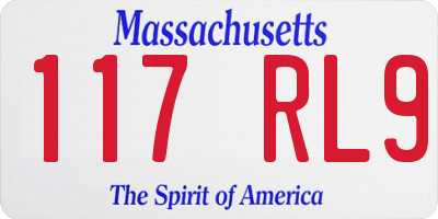 MA license plate 117RL9