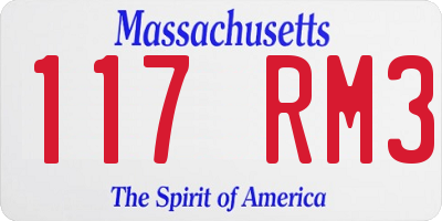 MA license plate 117RM3
