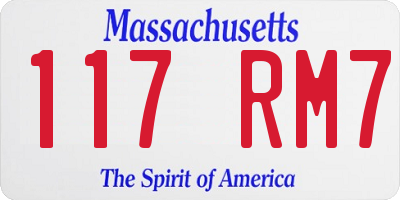 MA license plate 117RM7