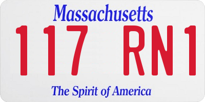 MA license plate 117RN1