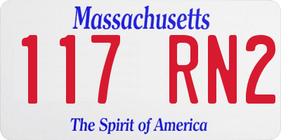 MA license plate 117RN2