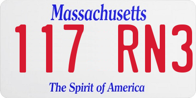 MA license plate 117RN3