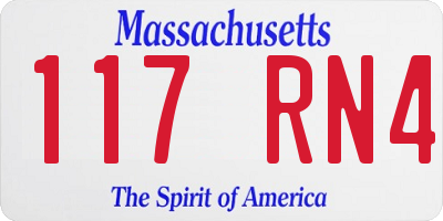 MA license plate 117RN4