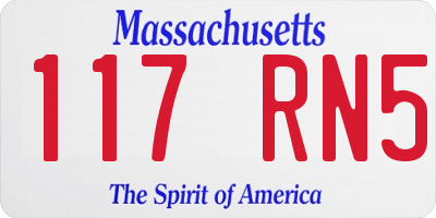MA license plate 117RN5