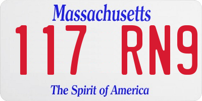 MA license plate 117RN9