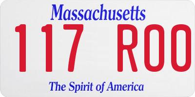 MA license plate 117RO0