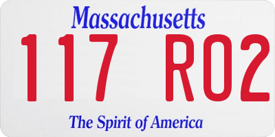 MA license plate 117RO2