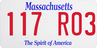 MA license plate 117RO3