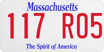 MA license plate 117RO5