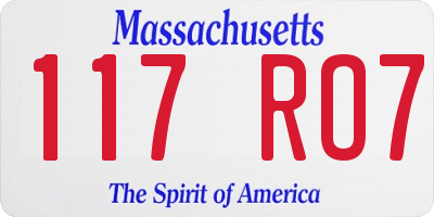 MA license plate 117RO7