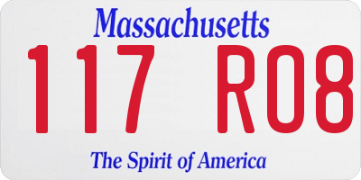 MA license plate 117RO8