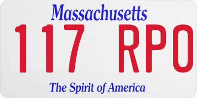 MA license plate 117RP0
