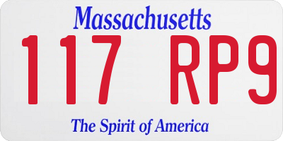MA license plate 117RP9