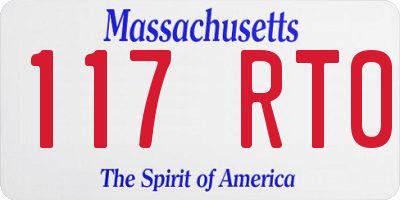 MA license plate 117RT0