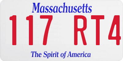 MA license plate 117RT4