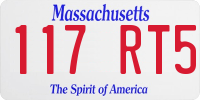 MA license plate 117RT5