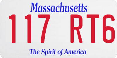 MA license plate 117RT6