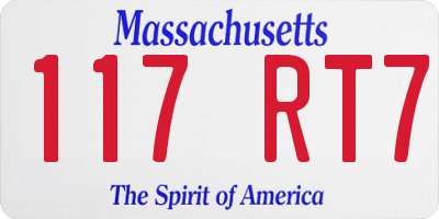 MA license plate 117RT7