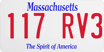 MA license plate 117RV3