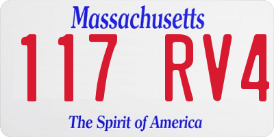 MA license plate 117RV4