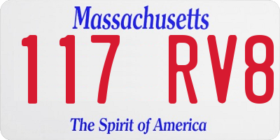 MA license plate 117RV8