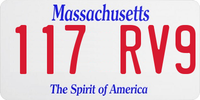 MA license plate 117RV9