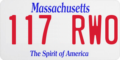 MA license plate 117RW0