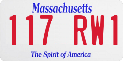 MA license plate 117RW1