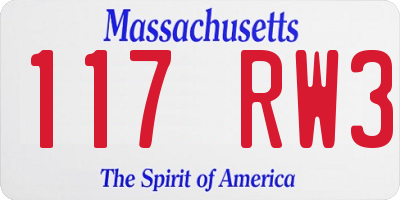 MA license plate 117RW3