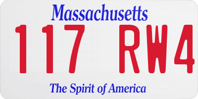 MA license plate 117RW4
