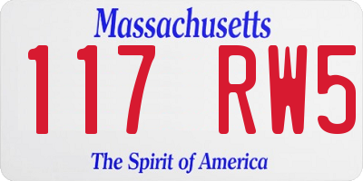 MA license plate 117RW5