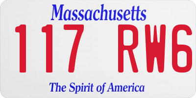 MA license plate 117RW6