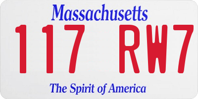 MA license plate 117RW7