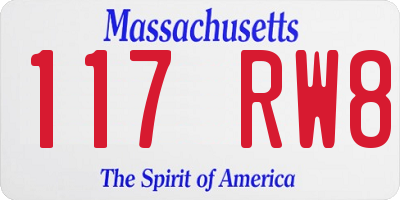 MA license plate 117RW8