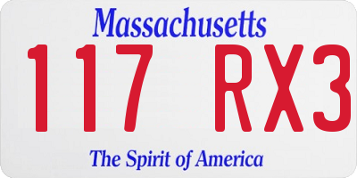 MA license plate 117RX3