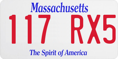 MA license plate 117RX5