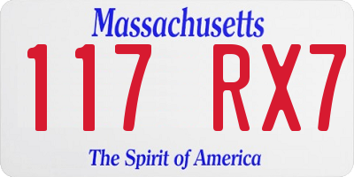MA license plate 117RX7
