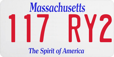 MA license plate 117RY2