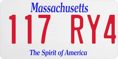 MA license plate 117RY4