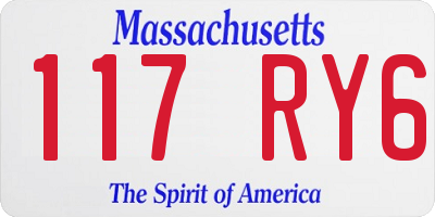 MA license plate 117RY6