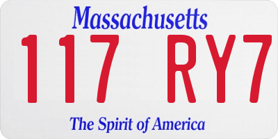 MA license plate 117RY7