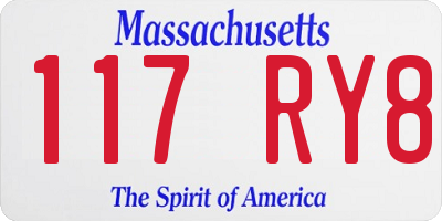 MA license plate 117RY8