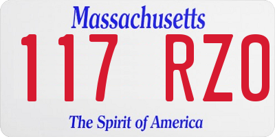 MA license plate 117RZ0